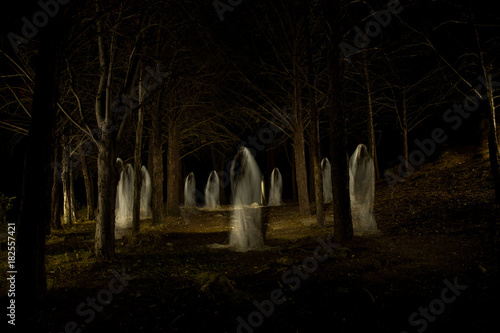 Ghost family in the dark forest