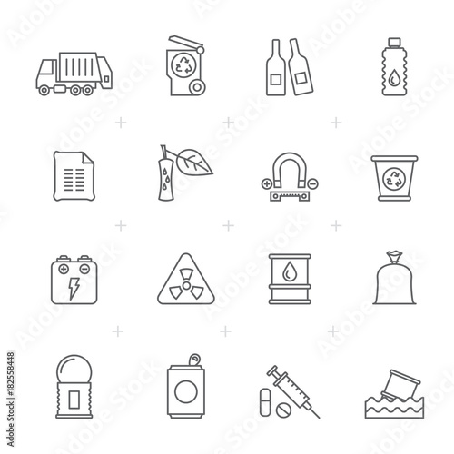 Line Garbage and rubbish icons - vector icon set