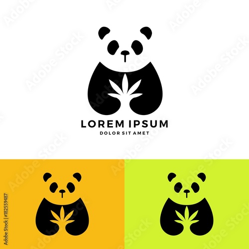 panda cannabis medical logo vector download negative space