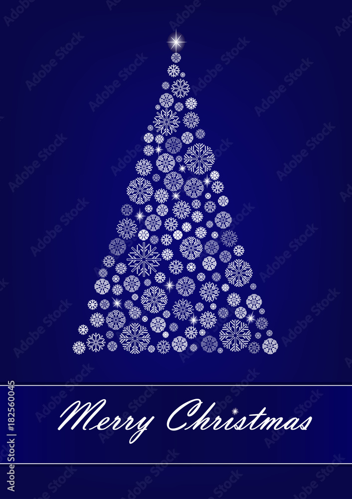 white snowflake Christmas tree on the dark blue background, vertical vector illustration white snowflake Christmas tree on the dark blue background, vertical vector illustration