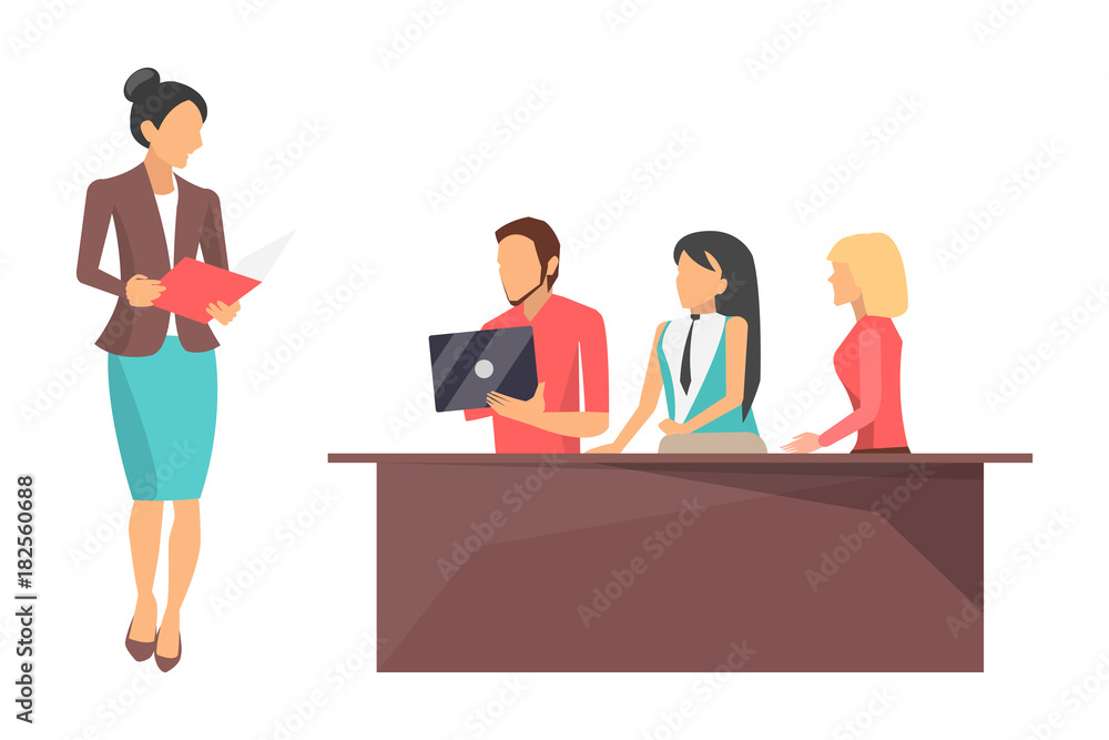 Businesswoman on Conference Vector Illustration Businesswoman on Conference Vector Illustration