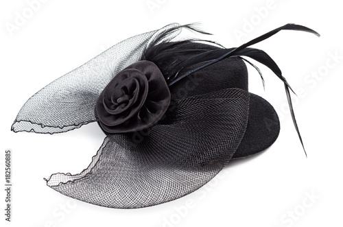 Black antique ladies hat isolated photo