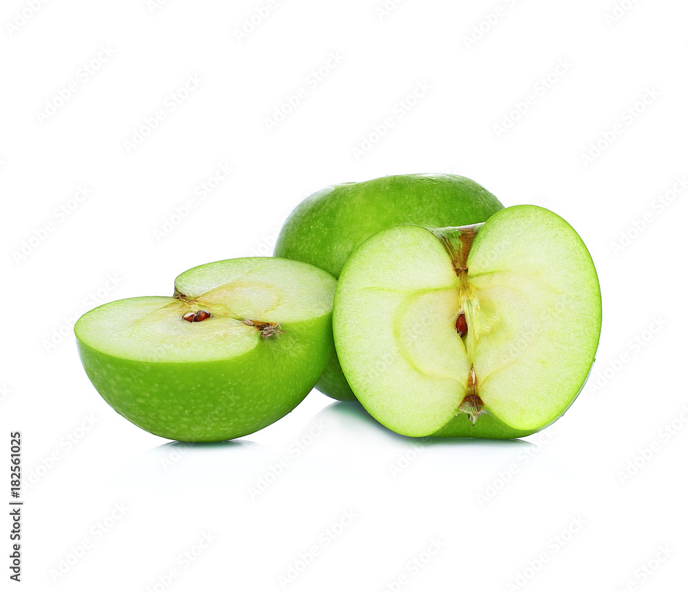 Green apple fruits isolated on white background Green apple fruits isolated on white background