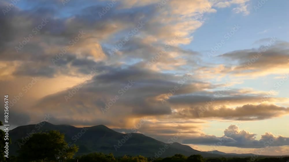 Colourful Sunset Sky With Mountain Landscape Silhouette Time Lapse Colourful Sunset Sky With Mountain Landscape Silhouette Time Lapse