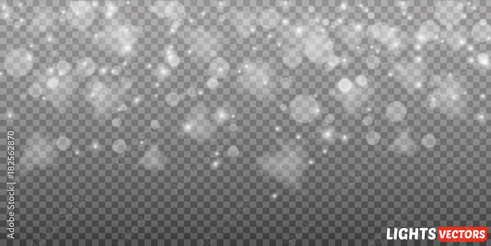 Snow overlay on transparent background. Vector illustration of falling snowflakes isolated. Vector template Snow overlay on transparent background. Vector illustration of falling snowflakes isolated. Vector template