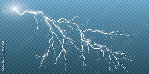 Set of lightnings Magic and bright lighting effects. Vector Illustration