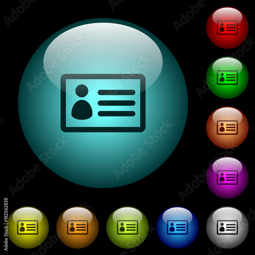 ID card icons in color illuminated glass buttons
