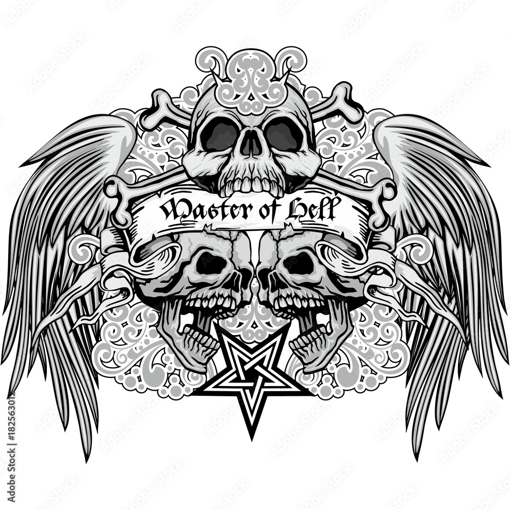 Obraz premium grunge skull coat of arms 