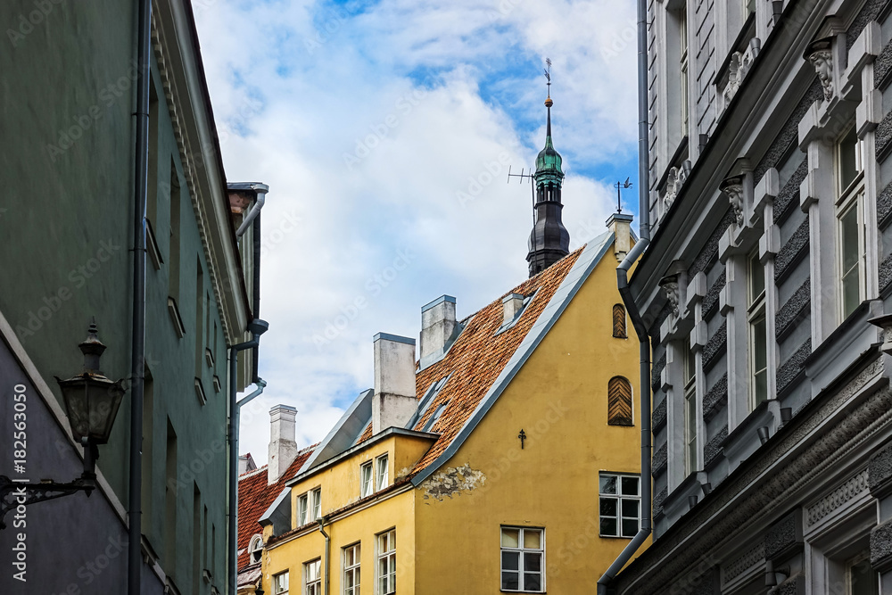 antique building view in Old Town Tallinn, Estonia