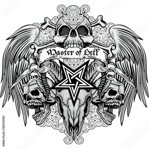 grunge skull coat of arms
