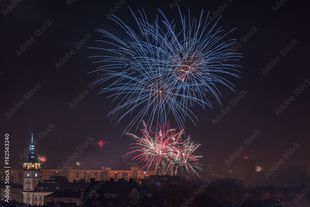 New Year’s Eve Fireworks in Bielsko-Biala, Poland