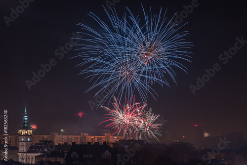 New Year   s Eve Fireworks in Bielsko-Biala  Poland