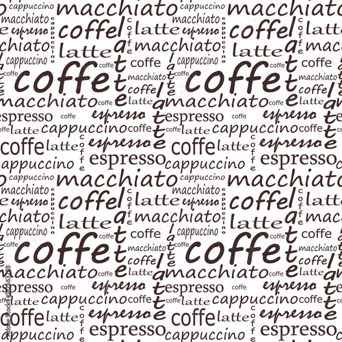 seamless background. Set of coffee. Template and concept for caf
