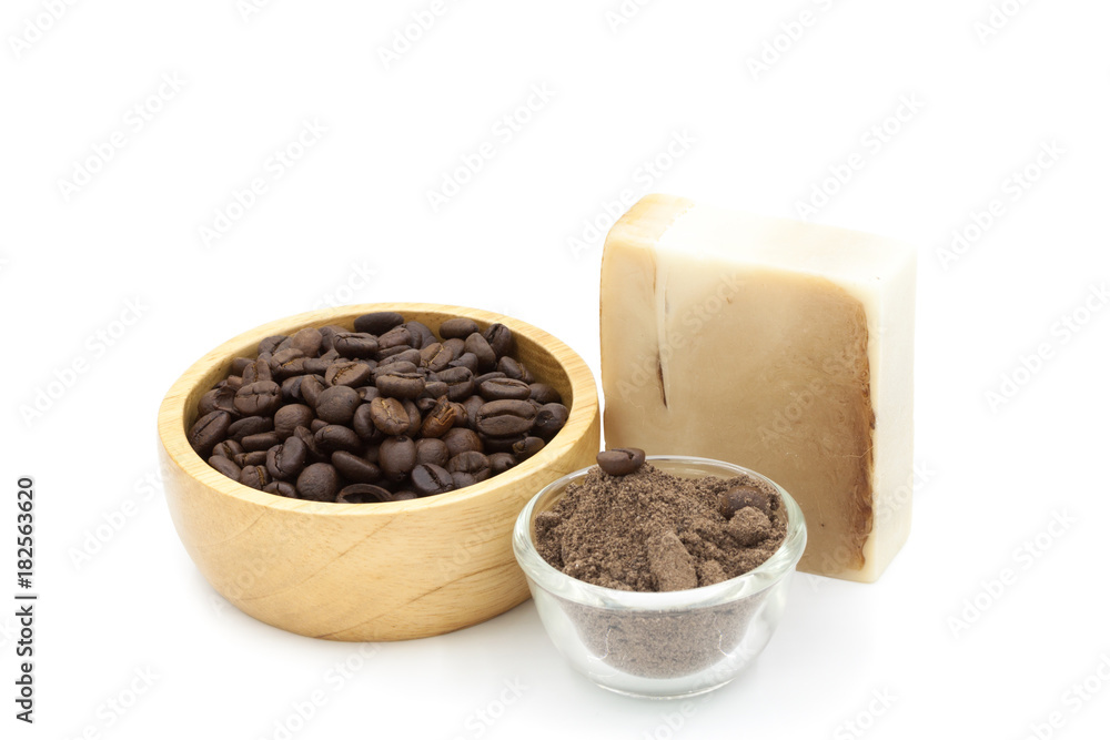 Soap made from coffee isolated on white Soap made from coffee isolated on white