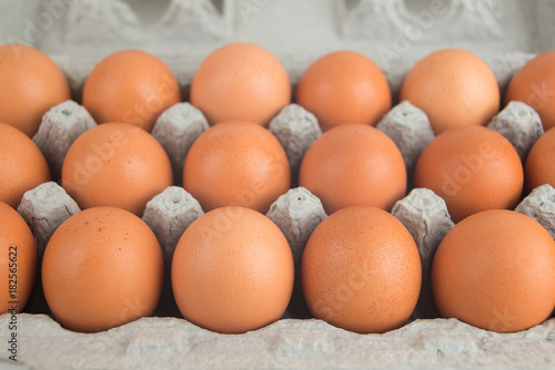 eggs in egg box on white background