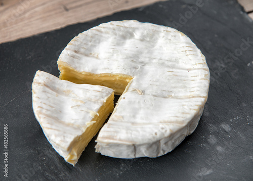 Sliced round camembert cheese traditional