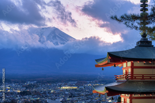 Chureito pagoda and Mt.Fuji famous travel location,iconic landmark of Japan,Fujiyoshida Yamanashi Japan