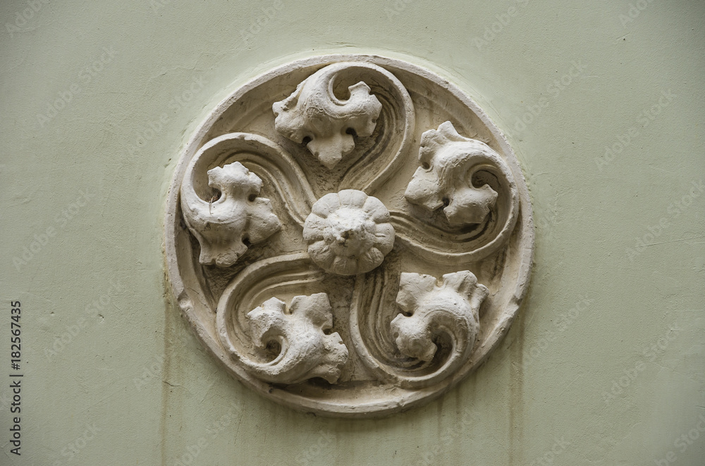 Ornament on a historic house facade in Quedlinburg, Saxony-Anhalt, Germany. Ornament on a historic house facade in Quedlinburg, Saxony-Anhalt, Germany.