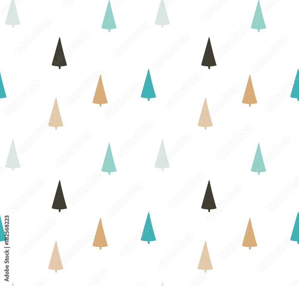 Hand drawn vector abstract fun Merry Christmas time cartoon modern unusual illustration seamless pattern with many xmas trees or pine forest isolated on white background Hand drawn vector abstract fun Merry Christmas time cartoon modern unusual illustration seamless pattern with many xmas trees or pine forest isolated on white background