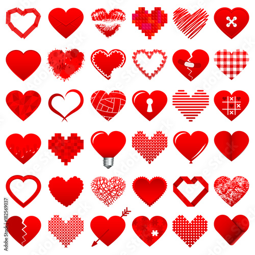 Red Hearts Icons Set