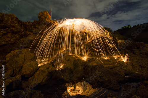 swing fire, fire light, flash light, party, 