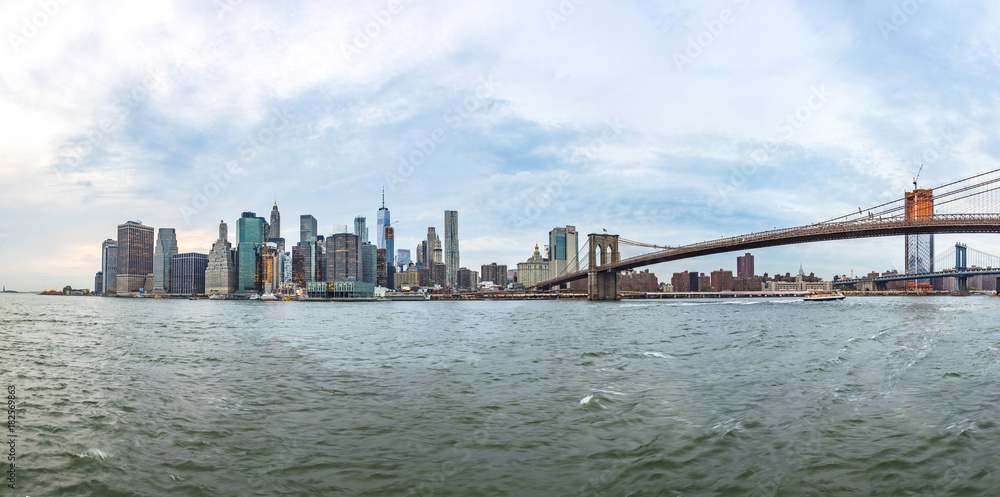 skyline of New York from river Hudson