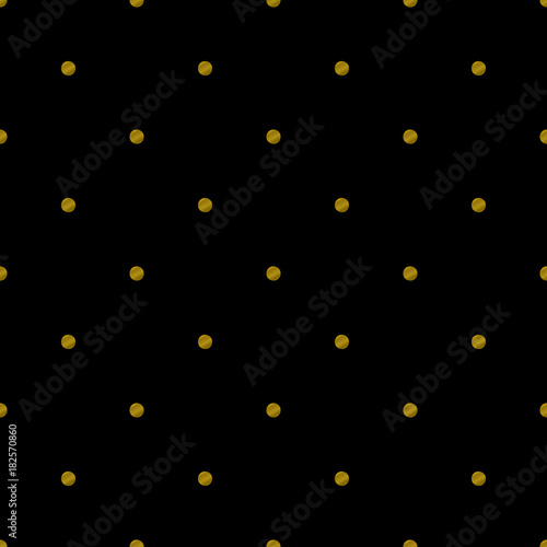 Elegant vintage geometry seamless pattern with gold dots on black background. vector illustration for your luxury design