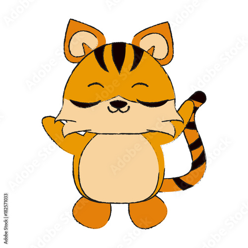 Fototapeta Naklejka Na Ścianę i Meble -  tiger cute animal cartoon icon image vector illustration design