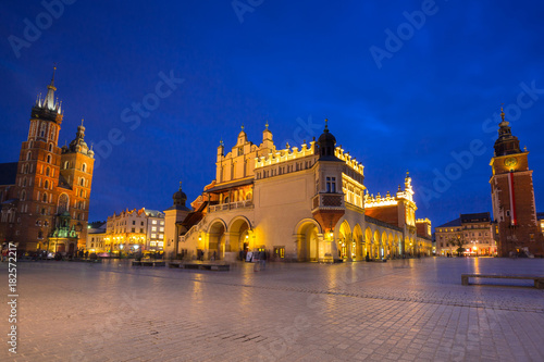 The Krakow Cloth Hall on the Main Square at night, Poland