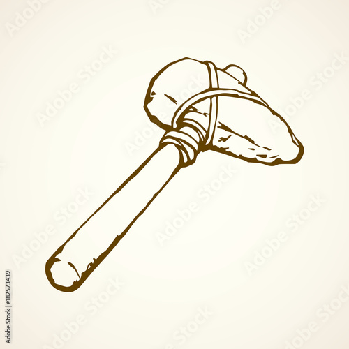 Prehistoric hammer. Vector drawing