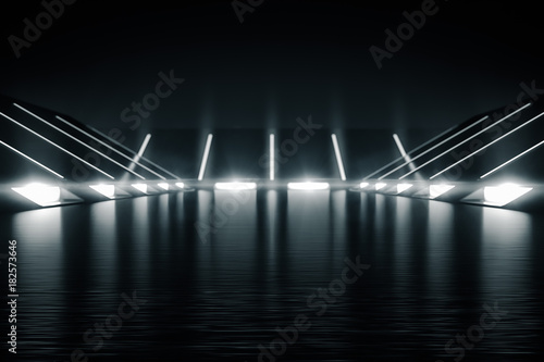 Elegant futuristic light and reflection background. 3D rendering.