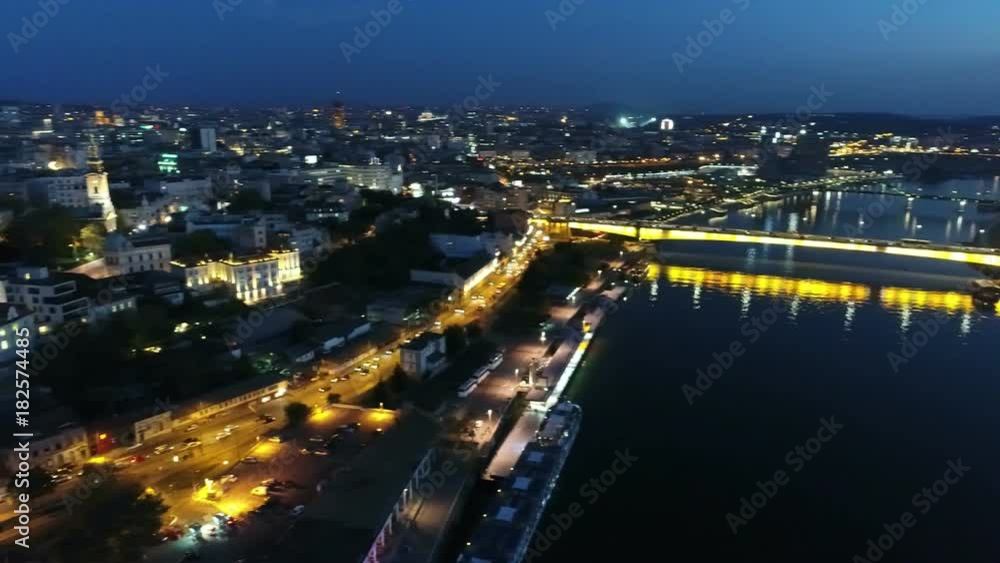 City center night view aerial City center night view aerial