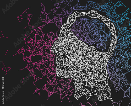 Human head network line abstract background. Concept of AI, deep learning