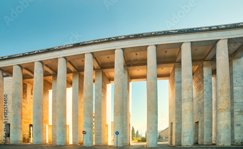 imposing columns on asphalted road
