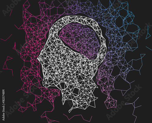 Human head network line abstract background. Concept of AI, deep learning