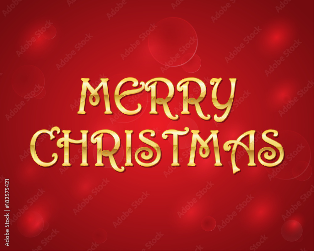 Naklejka premium Greeting card with Merry Christmas golden text. Vector illustration