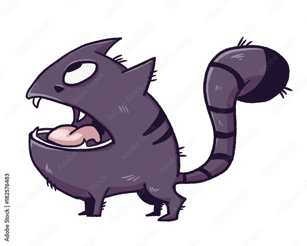 Fototapeta premium Cute monster cat roar