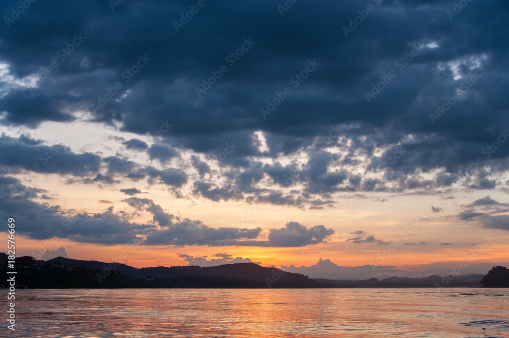 View of Khong river at sunset