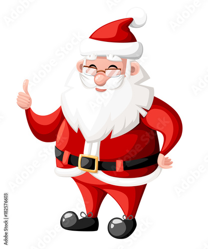 Christmas Santa Claus with thumb up gesture with red hat holiday character vector illustration isolated on white background