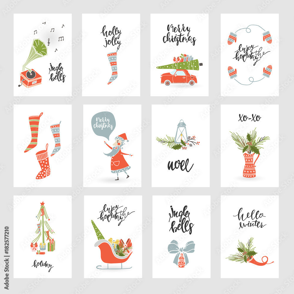 Collection Merry Christmas gift cards Collection Merry Christmas gift cards