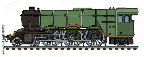 Retro green steam locomotive