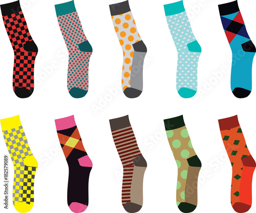 Colorful socks set. vector illustration