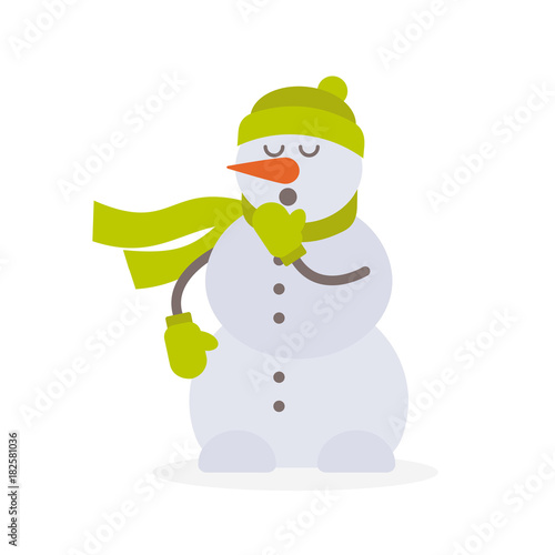 Yawning snowman vector illustration on white background