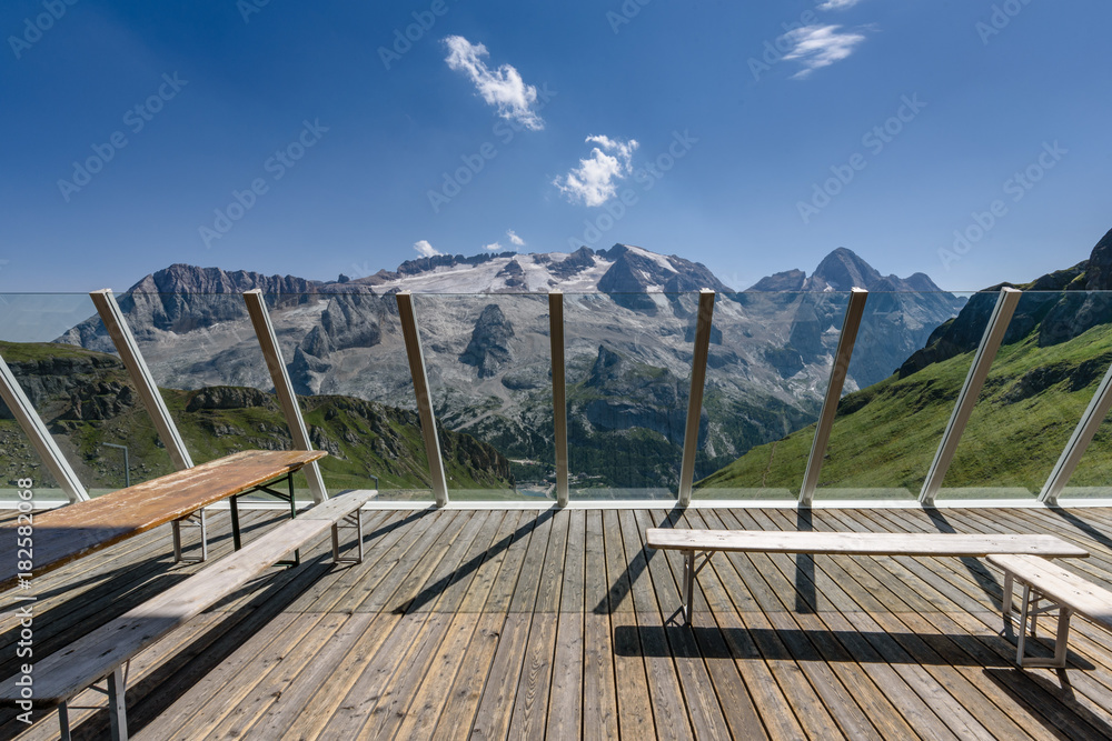 Viewing platform in dolomiti mountains