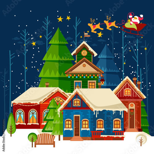 Christmas and new year card. Christmas tree.