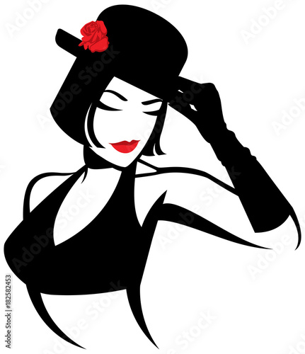Vector illustration of a stylized portrait of a dancer show. Logo for a nightclub or strip show.