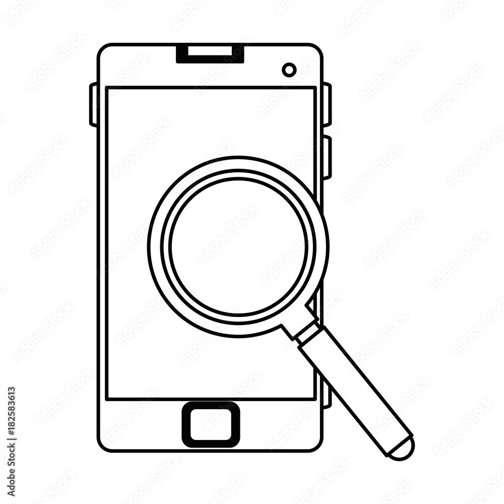 smartphone device with magnifying glass vector illustration smartphone device with magnifying glass vector illustration