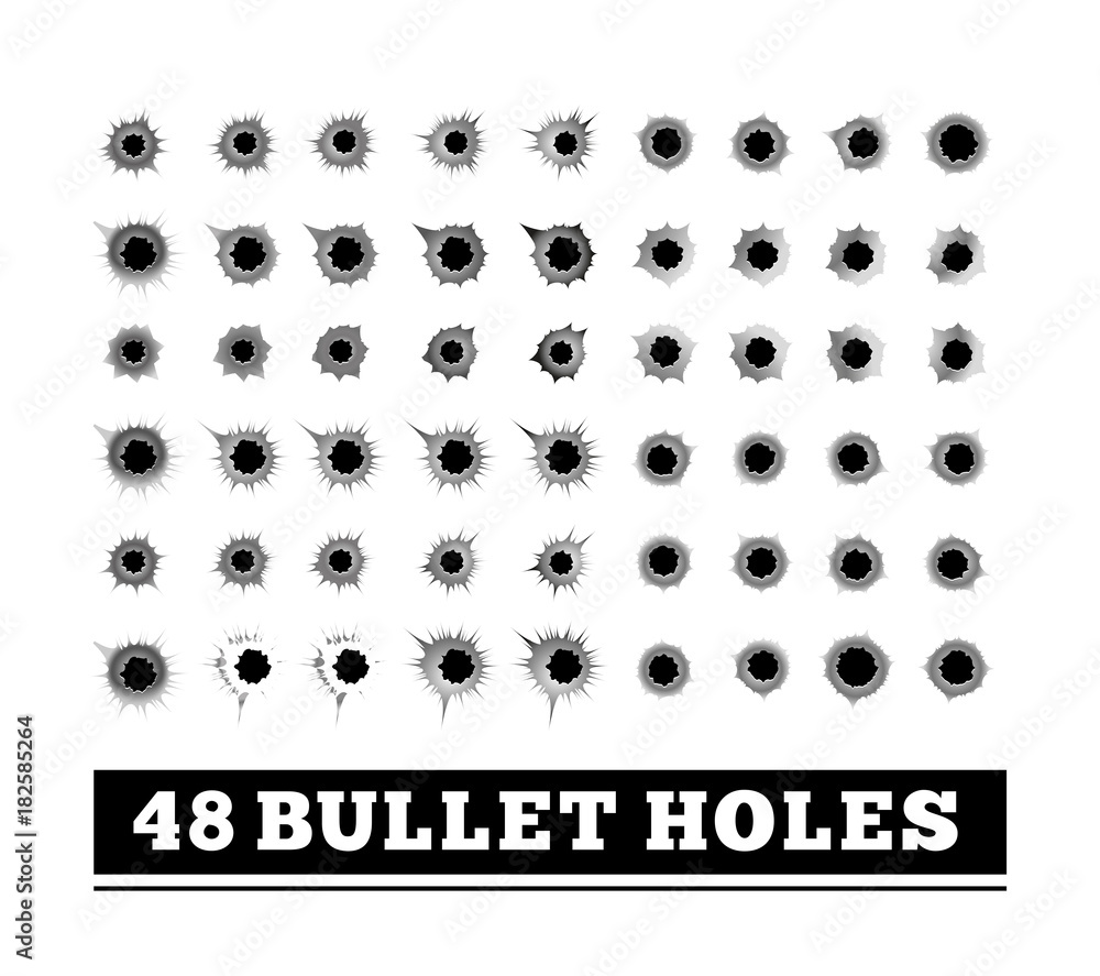 Bullet holes vector illustration on white Stock Vector | Adobe Stock