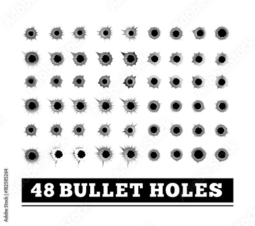 Bullet holes vector illustration on white photo