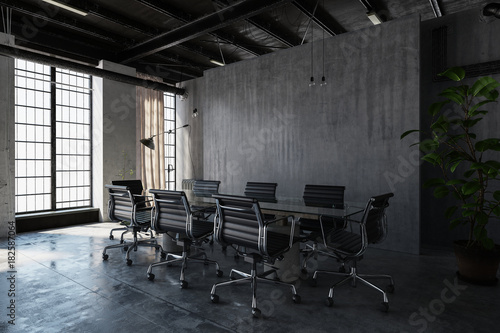 contemporary concrete office meeting room
